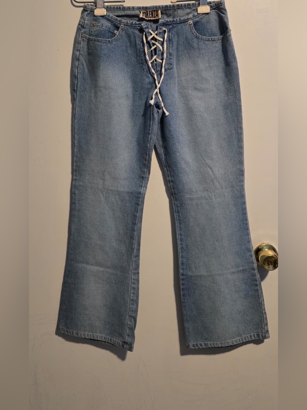 Forenza Light Blue Lace-Up Flared Jeans vintage forenza size 6